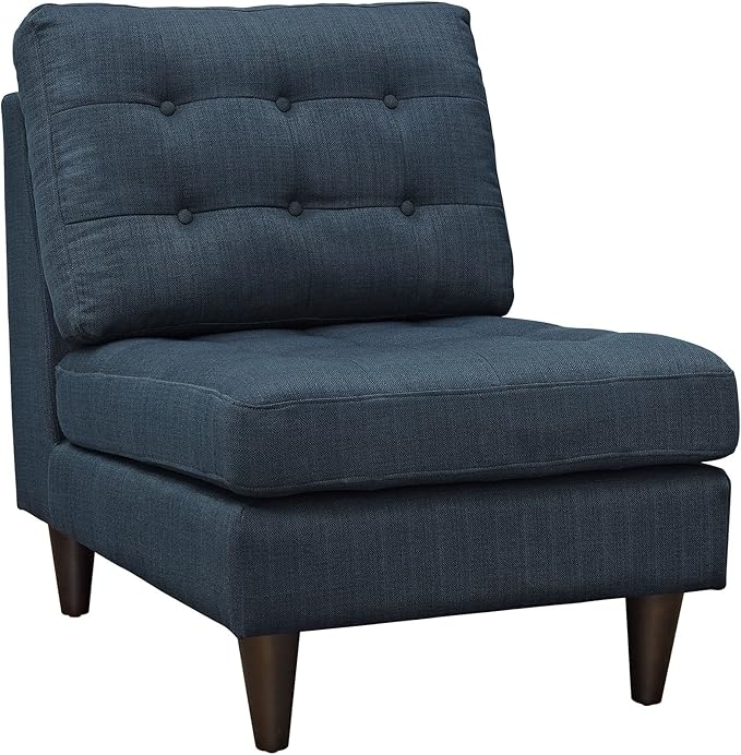Modway Empress Mid-Century Modern Upholstered Fabric Side Armless Lounge Accent Chair Azure