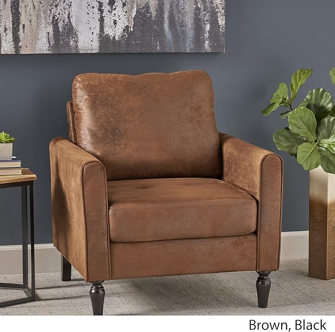 Christopher Knight Home Bunny Contemporary Club Chair with Plush Microfiber Cushions Brown and Black Emerald Gold