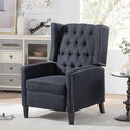 Mid Century Wingback Recliner Fabric Push Back Recliner Chair Single Rolled Armchair Sofa with Rivet Decoration Accent Chairs with Stable Hump Feet for Living Room (Black)