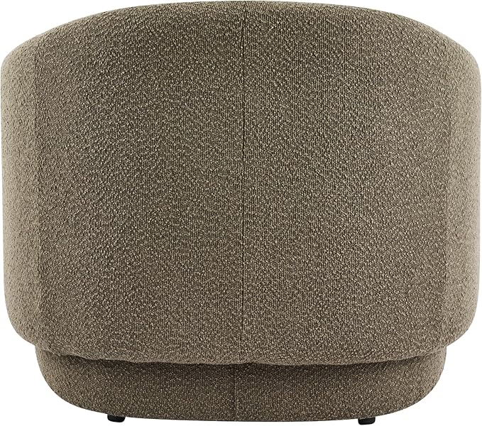 Christopher Knight Home Amanda Low Profile Accent Chair Fabric Round Back Chair Boucle Upholstered Living Room Armchair Comfy Reading Chair for Bedroom Wooden Single Lounge Sofa Dark Green