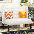 Tongli 46 Small Modern Loveseat Settee Sofa 2-Seat Sofa Couch Tufted Love Seat Dining Bench with Nail Head Trim Back Banquette Sofas for Living Room Small Space Entryway HallwayWhite