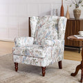EROMMY Floral Accent Chair Comfortable High Back Upholstered Armchair with Solid Wood Legs Leisure Single Sofa Chair for Living Room Bedroom Home Office Light Blue Floral&ampBird