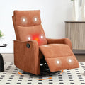 Manual 360° Swivel Rocker Recliner Chair for Adults Overstuffed Glider Chair for Nursery with Vibration Massage and Heat Comfy Soft Fabric Glider with Side Pockets for Living Room Orange