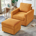 Aoiy &amp Wifon Accent Chair with Ottoman Upholstered Reading Chair with Ottoman Comfy Armchair with Wooden Legs Corduroy Orange