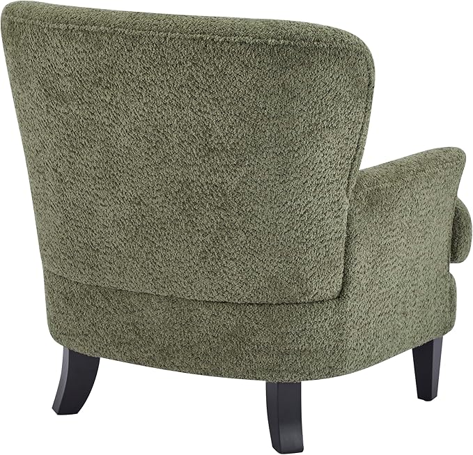 Christopher Knight Home Colby Boucle Upholstered Club Chair Living Room Accent Chair Wooden Frame Flared Armrest Plush Thick Cushion Reading Lounge Chair Space-Saving Furniture Olive Green