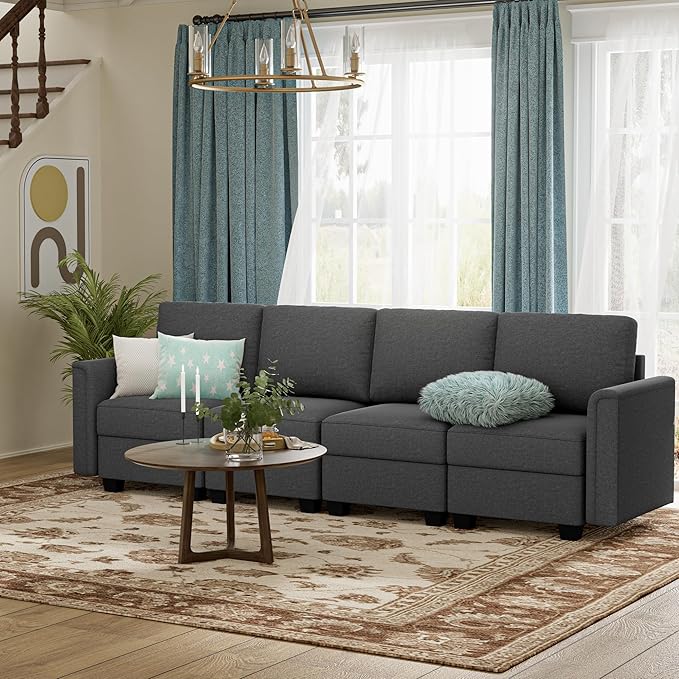 Modular Sectional Sofa with Storage Sectional Couch with Deep Seat Modular Couch for Living Room OfficeHigh Supportive &amp Soft Sponge 4 Seats