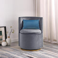 Generic 360° Swivel Accent Chair with Storage Function and Velvet Pillow Velvet Curved Chair with Gold Metal Base for Living Room Nursery Bedroom [Video] Grey
