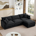 102 L-Shaped Sofa for Living RoomModular Sectional Cloud Sofa Couch with OttomanModern Chenille 3 Seater Sofas with Deep SeatSmall L Shaped Couches for Bedroom (Black 102)