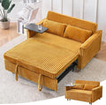 3 in 1 Pull Out CouchCorduroy Upholstered Convertible Sleeper Sofa Bed with Movable Side Table Modern Multifunctional Sofa with USB Port Cushioned Couch for Living Room (Yellow)