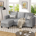 JY QAQA Convertible Sectional Sofa with 3-Seater Sofa L-Shaped Ottoman Couch with Modern Linen for Apartment Small Living Room and Small Space (Light Grey)