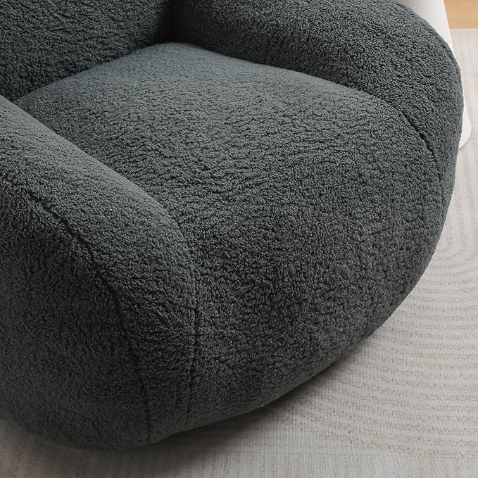 39 Single Armchair Sofa - Comfy Memory Foam &amp Soft Faux Fur | Modern Minimalist Design with Ergonomic Armrest for Living Room TV WatchingReadingDark Gray