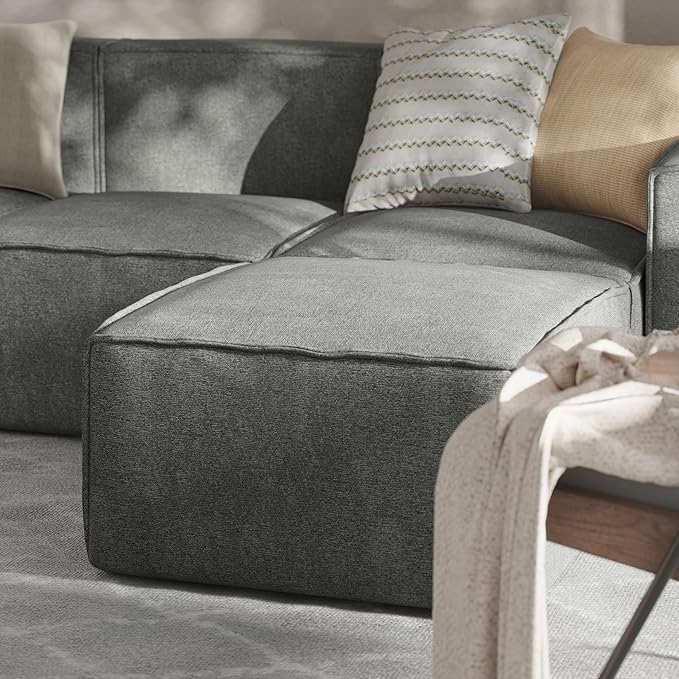Flash Furniture Bridgetown Fabric Ottoman Module for Sectional Sofa Customizable Modular Couch Ottoman Dark Gray
