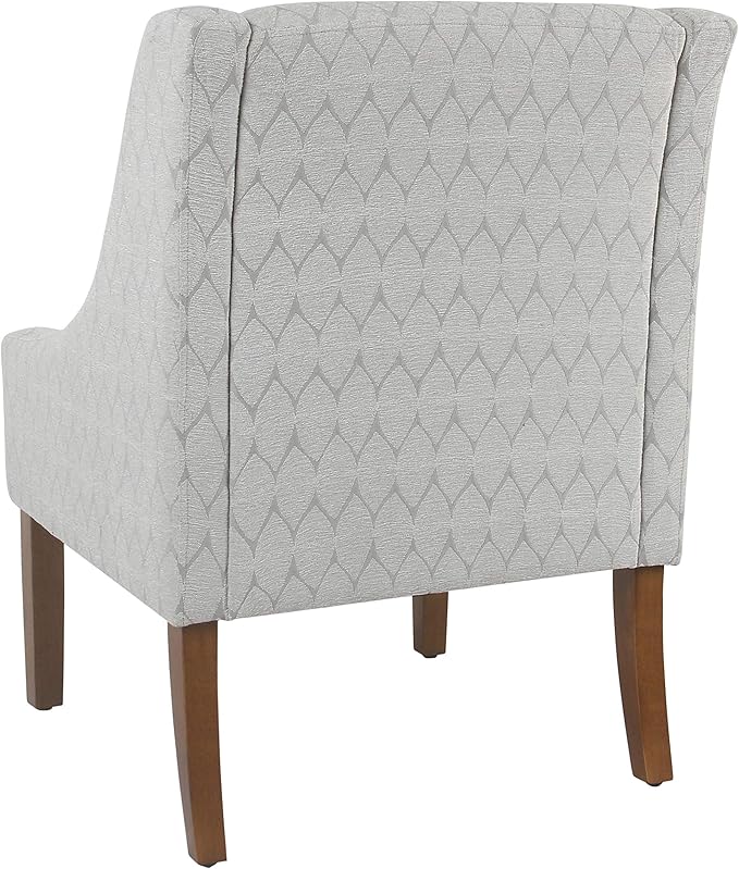 Homepop Home Decor | Upholstered Classic Swoop Arm Accent Chair | Accent Chairs for Living Room &amp Bedroom | Decorative Home Furniture Gray Leaf