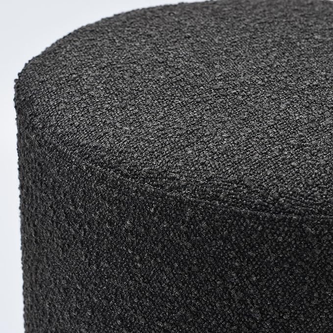 KINWELL 34 Boucle Swivel Barrel Chair with 18 Round Ottoman Set Fully Assembled Set of Sherpa Accent Chair and Footrest Modern Comfy Armchair and Footstool for Living Room and Bedroom Black
