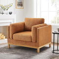 VANOMi 41.34 Oversized Accent Chair Upholstered Armchair with Solid Wood Legs Living Room Chairs with Wide Armrest Pads Reading Chair for Bedrooms Apartments Living Rooms Offices（Curry）