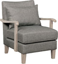 HOMES: Inside + Out Turney Fabric Upholstered Arm Chair with Pillow Back and Wooden Arm for Living Room Bedroom Gray