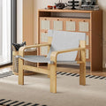 Mid-Century Accent Chair with Wide Armrest &amp Solid Wood Frame Detachable and Washable Armchair Modern Living Room Reading Chairs for Bedroom Sunroom Bedroom BalconyWhite