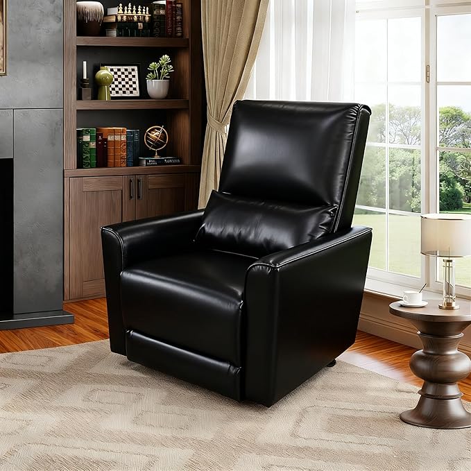 Garvee 360° Swivel Rocking Recliner Glider Chair – High-Back PU Leather Deep Seat Manual Recliner for Nursery Living Room Bedroom &amp Home Theater
