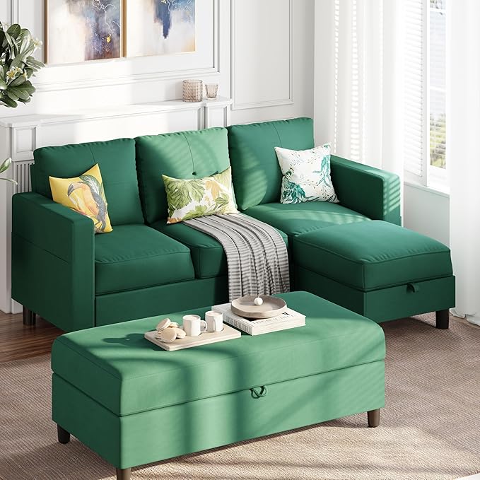 Shintenchi Modern Rectangular Ottoman with Storage Storage Ottoman for Sectional Sofa Extra Sofa Seats Couch for Living Room