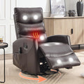 Luxlen Manual Swivel Rocker Recliner Chair with Massage Overstuffed Recliner Glider with Vibration Massage and Heat for Nursery Living Room Reclining Sofa Chair PU Leather Dark Brown