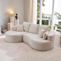 Merax 106 Fabric Cloud Curved Sofa 2 Piece Sectional Sofa with Chaise and 7 Pillows for Living Room Apartment Bedroom Full-Compressed No Assembly Required (Whitecap Gray)