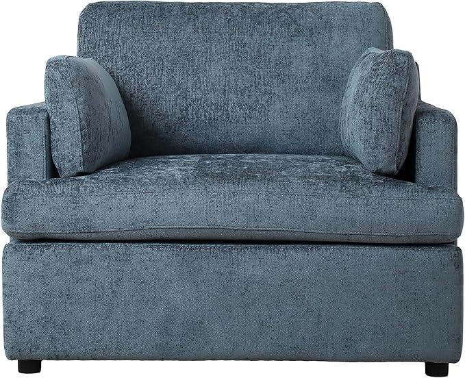 Oversized Accent Chair Modern Upholstered Chairs Single Sofa Chairs Comfortable Armrest Cushions Durable Frame Armchair Accent Chair for Living Room Versatile Neutral Style (Blue/399)