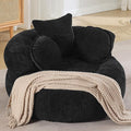 Round Oversized Chair Floor Sofa Chair Chenille Compressed Circle Chaise Lounge No Assembly Boneless Barrel Chair Lazy Bean Bag Couch Accent Chair for Living Room Bedroom DormBlack
