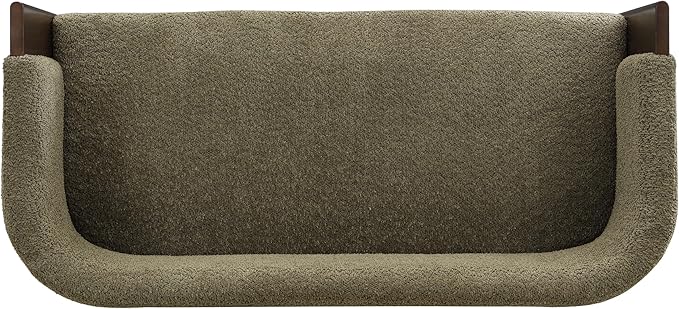 Christopher Knight Home Zudan Modern Boucle Upholstered Loveseat Sofa with Rubberwood Frame Comfy 2-Seater Sofa Couch and Flat-Panel Legs Love Seat Couches for Living Room Green + Walnut