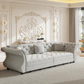 KEIKI 97.6 Chesterfield Sleeper Sofa with Pull Out Bed for Guests Oversized Velvet Couch with Rolled Arms &amp Tufted Upholstery for Hosting