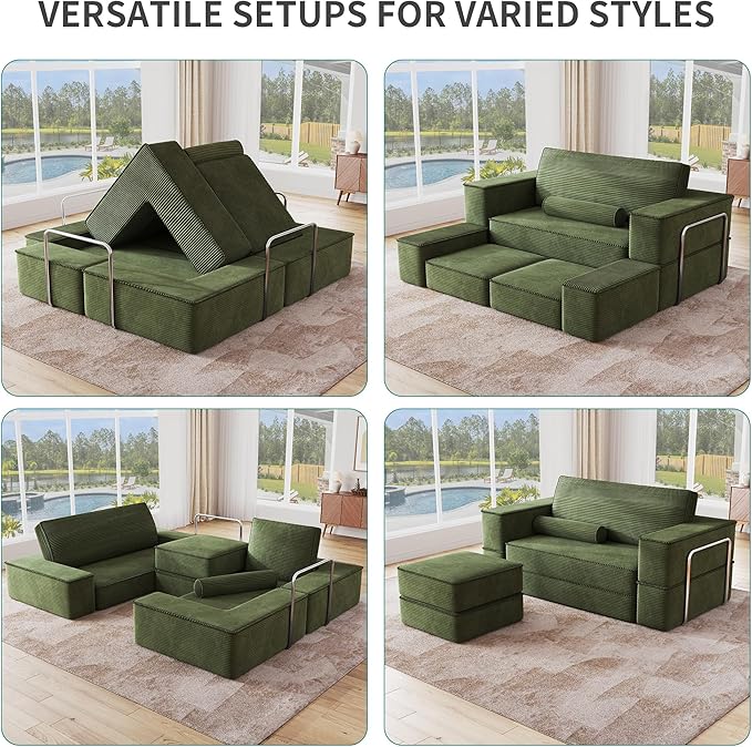 DWVO 103 Boneless Couch Convertible Sofa with Deep Seats &amp Tall Pillows Sectional Couches for Living Room Easy-Clean Design