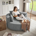 Antetek 360-Degree Swivel Accent Chair Oversized Modern Comfy Chenille Round Swivel Chaise Lounge Sofa Chair with Backrest Cushion &amp 2 Throw Pillows for Living Room Bedroom Office Gray