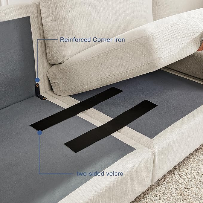 100 L Shaped Couch with Chaise Sectional Couches for Living Room Modern Modular Sofa with Upholstered Couches with Chenille Fabric Couchs Deep Seat Sectional Couch (Beige 100)