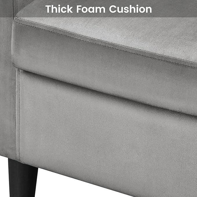 Topeakmart Velvet Club Chair Elegant Style Accent Chair Upholstered Armchair for Living Room Reception Room Bedroom Gray