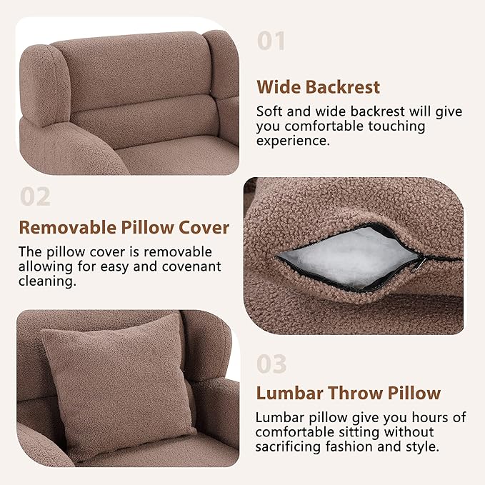 Swivel Accent Chair with Ottoman Teddy Short Plush Particle Velvet Armchair360 Degree Swivel Barrel Chair with Footstool for Living Room Hotel Bedroom Office LoungeBrown