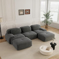 116.1 Modular Sectional Sofa Boneless Cloud Couch 3-Seater Deep Seat Cloud Couch Luxury Corduroy Fabric Sofa for Living Rooms Bedrooms Apartment (Grey 116.1inch+2Ottoman)