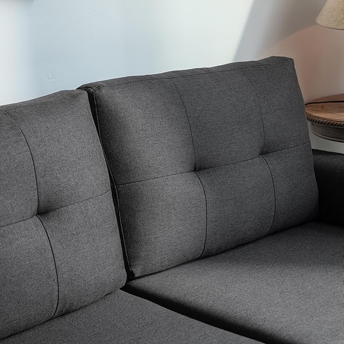 LINSY HOME Modular Sectional Sofa with Ottoman - Rubik III Deep Seat Couches with Storage Seats &amp Removable Cover Modern Comfy L-Shape Sofa for Living Room Bedroom Apartment Office Dark Grey