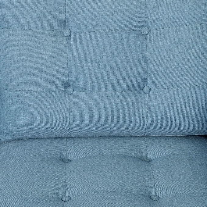Christopher Knight Home Jenby Modern 3-Seater Sofa Tufted Waffle Stitch Fabric Couch with Rubberwood Tapered Legs Modern Living Room Sofa Couch for Family &amp Guests Blue