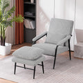 MCombo Modern Accent Chair with Ottoman Soft Fabric Club Armchair Upholstered Leisure Chair for Small Space Living Room &amp Bedroom 4123