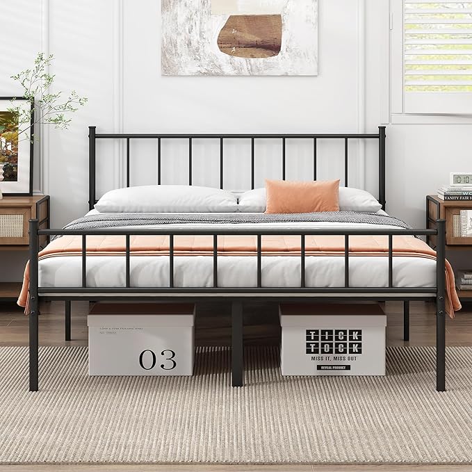 Full Bed Frame-Classic Metal Platform Bed FrameMattress Foundation with Steel Slat SupportUnder Foundation StorageNo Box Spring Needed Easy Assembly Full Size