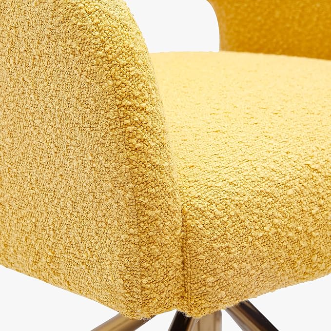 WestinTrends Genevieve Mid-Century Modern Wide Boucle Swivel Accent Arm Chair Mustard
