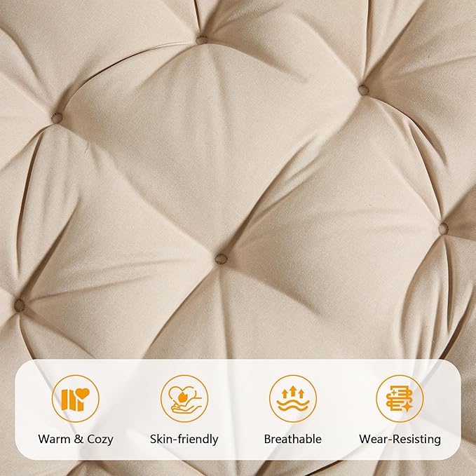 36” Papasan Chair with Cushion and Frame Oversized Papasan Chairs 360° Swivel Polyester Adjustable Feet Suitable for Living Room Patio Bedroom Indoor/Outdoor (Beige)