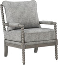 OSP Home Furnishings Abbott Spindle Accent Chair with Padded Spring Seat and Brushed Grey Base Graphite Fabric