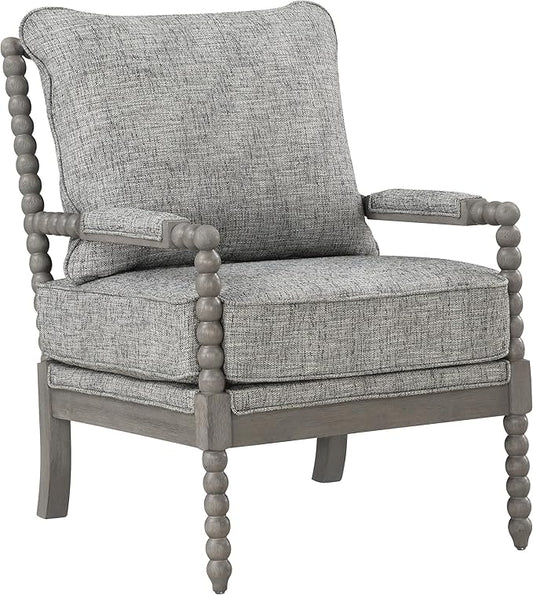 OSP Home Furnishings Abbott Spindle Accent Chair with Padded Spring Seat and Brushed Grey Base Graphite Fabric