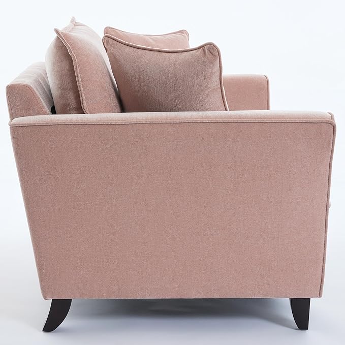 46.30 Oversized Armchair Chenille Fabric Comfy Chair and a Half Single Sofa with Pillow for Living Room Bedroom Office Apartment Pink