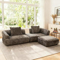 Merax 121 L-Shaped Sectional Sofa with Chaise Lounge No Assembly Required 2-Piece Set Modern 4 Seat Sofa for Living Room Soft Upholstery 32 Deep Seating (Dark Brown)