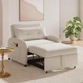 Merax 3-in-1 Convertible Sleeper Sofa Bed with Pillow &amp Side Pocket Soft Cotton Linen Loveseat Sleeper Chair for Living Room Bedroom Study Apartment Beige