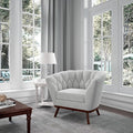 AC Pacific Oscar Upholstered Barrel Accent Chair – Modern Cozy Seating for Living Room Stylish Round Design with Cushion &amp Pillow for Home or Office Spaces Light Grey