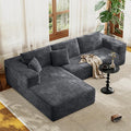 107 Modular Sectional Couches for Living Room Comfy L-Shaped Boneless Cloud Couch with Chaise Modern Deep Seat Corduroy Floor Sofa No Assembly Required (Left Facing Chaise Grey) | High-density sp