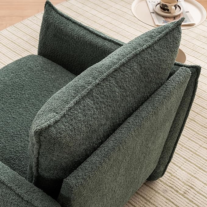 Oversized Accent Chair Modern Single Sofa Cloud Chair with Removable Pillow Deep Seat Comfy Armchair for Living Room Bedroom Reading Nook - Upholstered Lounge Chair (Forest Green Set of 1)