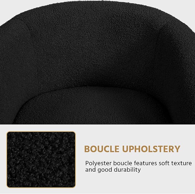Topeakmart Barrel Chair Soft Sherpa Accent Chair Side Chair Club Chair Modern Style Deep Seating Barrel Armchair for Living Room Furniture Reading Room Bedroom Set of 2 Black
